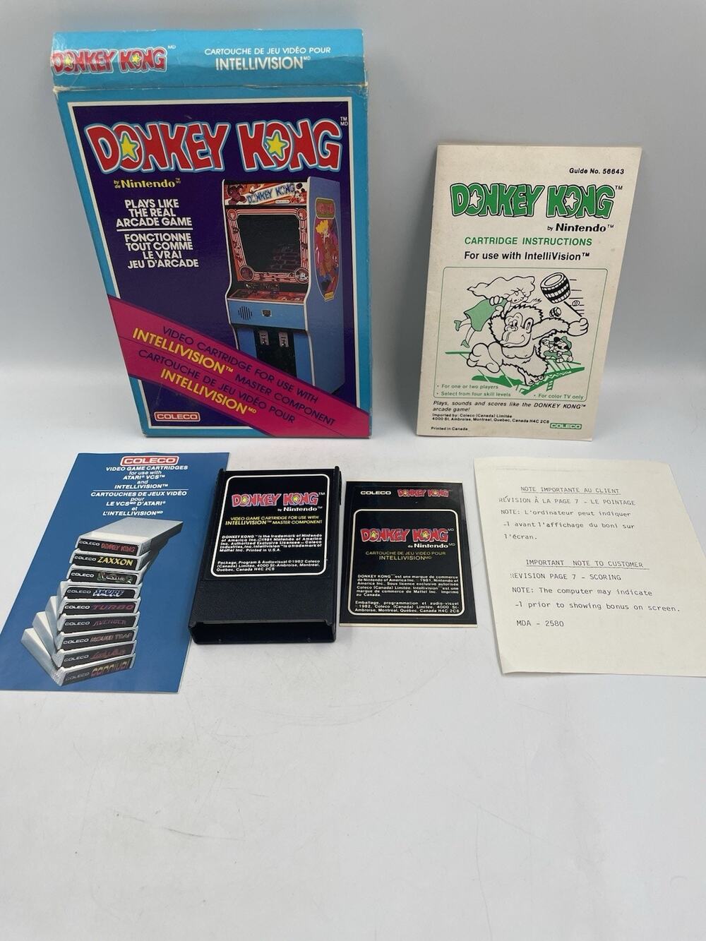 Vintage Intellivision Video Game Coleco Donkey Kong Complete Box Manual